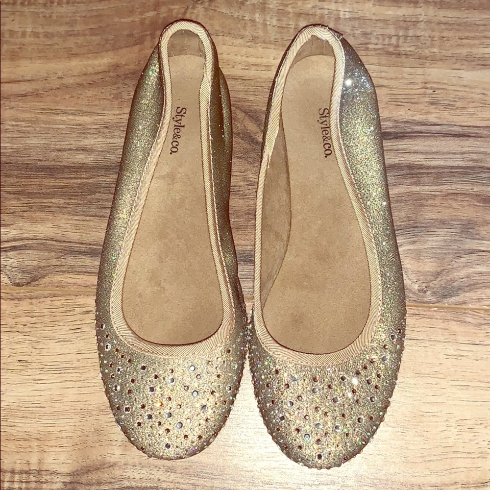 Women’s Style & Co. Gold Glitter Flats